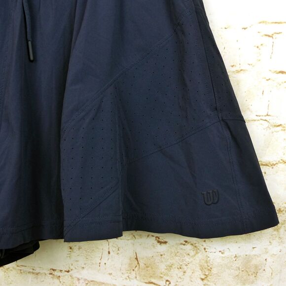 Wilson Athletic Shorts Women M Navy Blue Flowy 2 in 1 Liner Running Tennis Gym - Picture 6 of 14